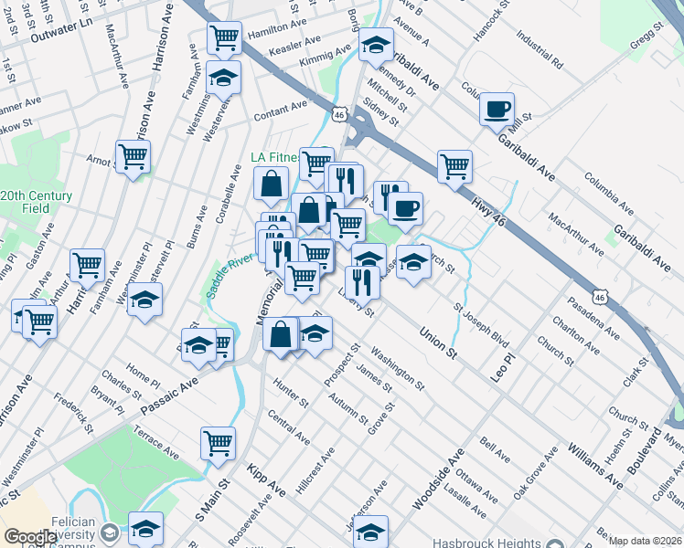 map of restaurants, bars, coffee shops, grocery stores, and more near 8 Union Street in Lodi