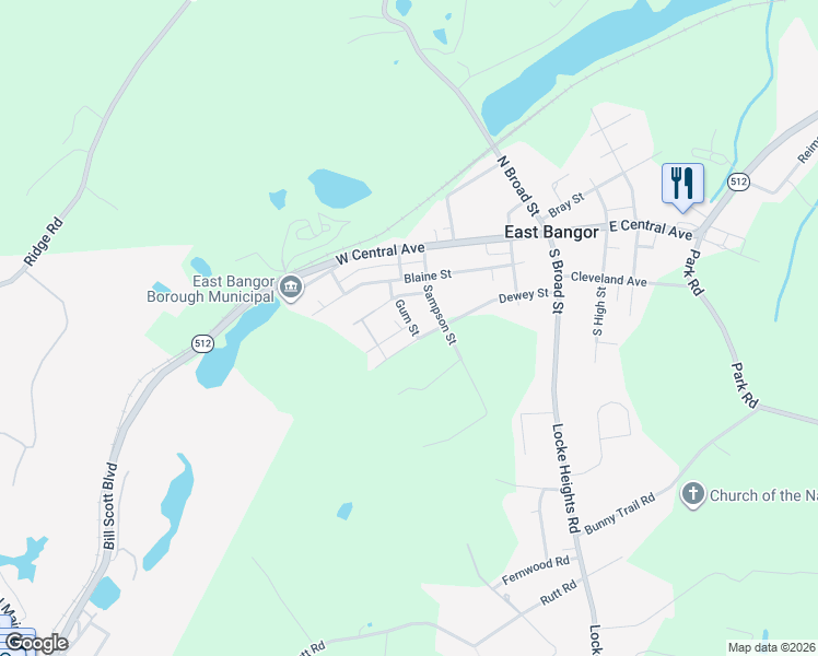 map of restaurants, bars, coffee shops, grocery stores, and more near 140 Gum Street in Bangor