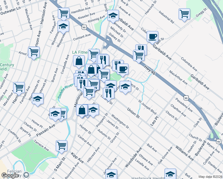 map of restaurants, bars, coffee shops, grocery stores, and more near 11 Massey Street in Lodi