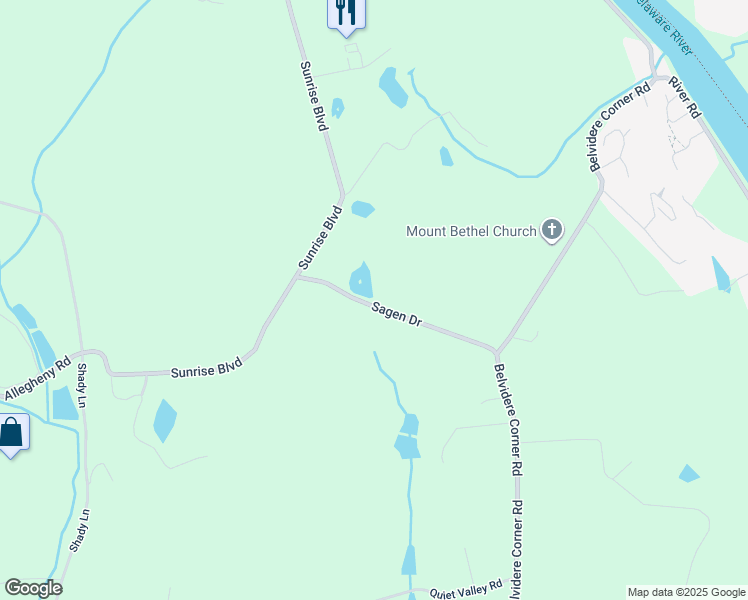 map of restaurants, bars, coffee shops, grocery stores, and more near 210 Sagen Drive in Mount Bethel