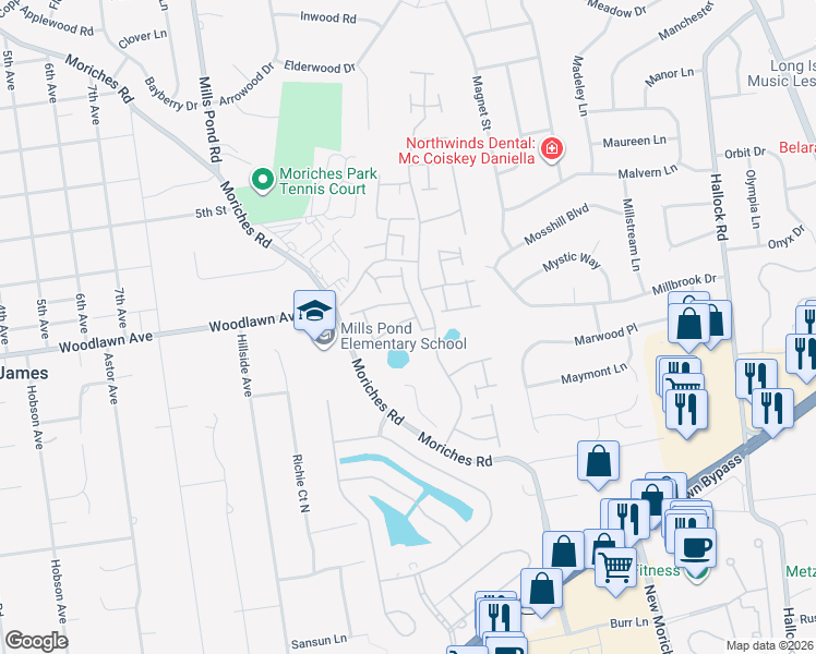 map of restaurants, bars, coffee shops, grocery stores, and more near 803 Gotham Court South in Saint James