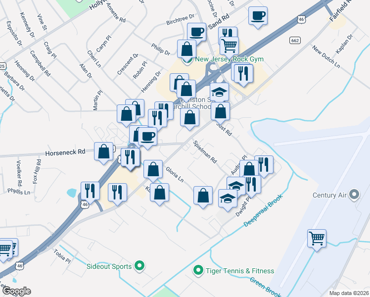 map of restaurants, bars, coffee shops, grocery stores, and more near 180 Fairfield Road in Fairfield