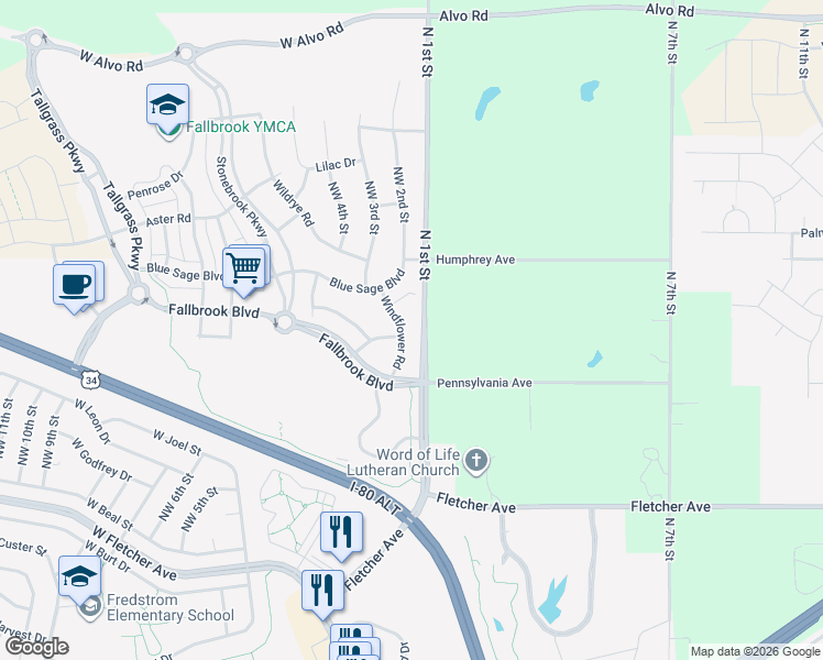 map of restaurants, bars, coffee shops, grocery stores, and more near 162 Pennsylvania Avenue in Lincoln