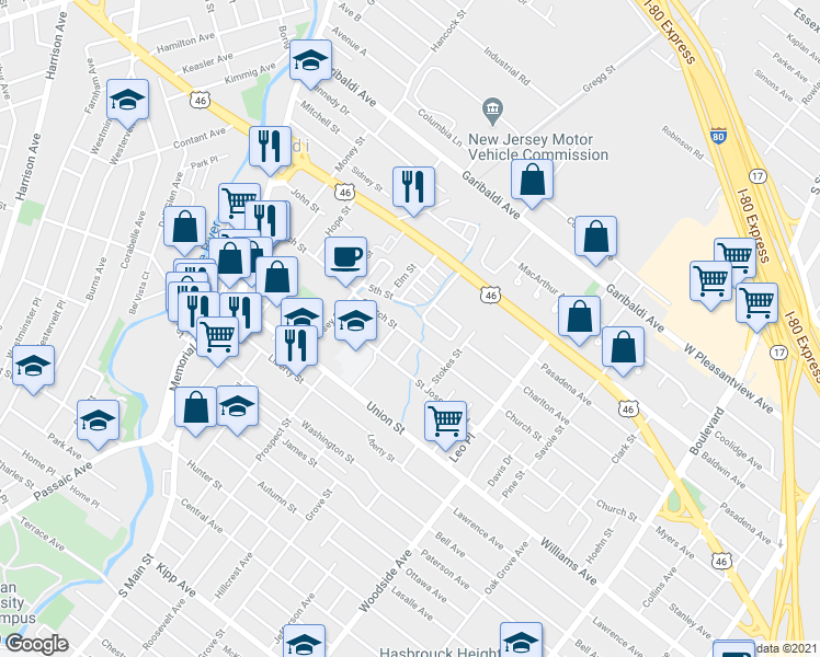 map of restaurants, bars, coffee shops, grocery stores, and more near 8 Christie Street in Lodi