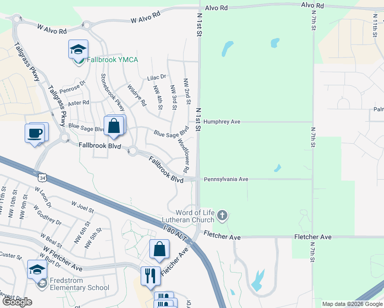 map of restaurants, bars, coffee shops, grocery stores, and more near 162 Pennsylvania Avenue in Lincoln
