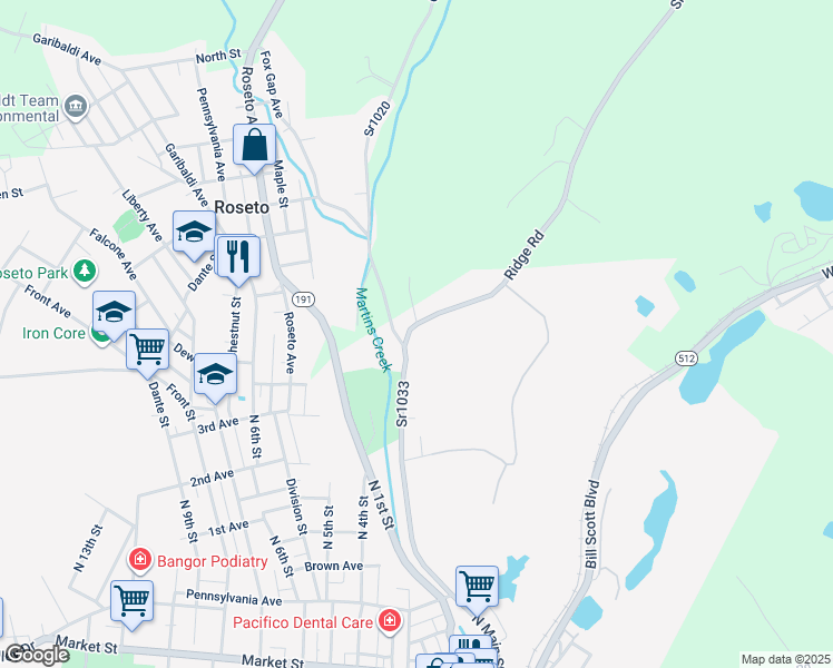 map of restaurants, bars, coffee shops, grocery stores, and more near 764 North Main Street in Bangor