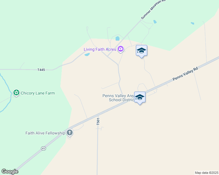 map of restaurants, bars, coffee shops, grocery stores, and more near 117 Sink Hole Drive in Spring Mills