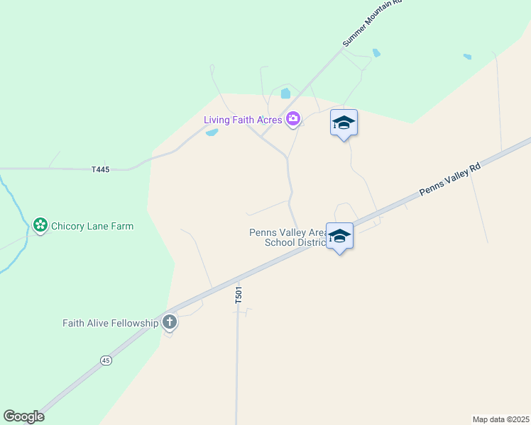 map of restaurants, bars, coffee shops, grocery stores, and more near 117 Sink Hole Drive in Spring Mills