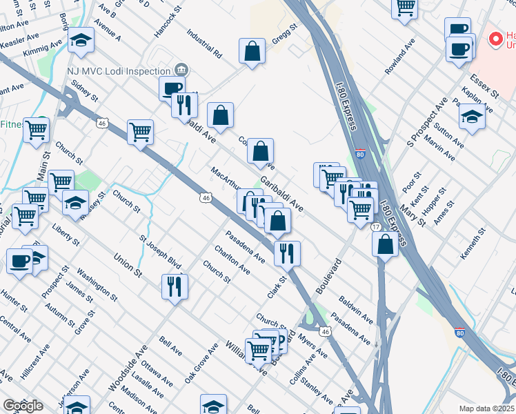 map of restaurants, bars, coffee shops, grocery stores, and more near in Lodi
