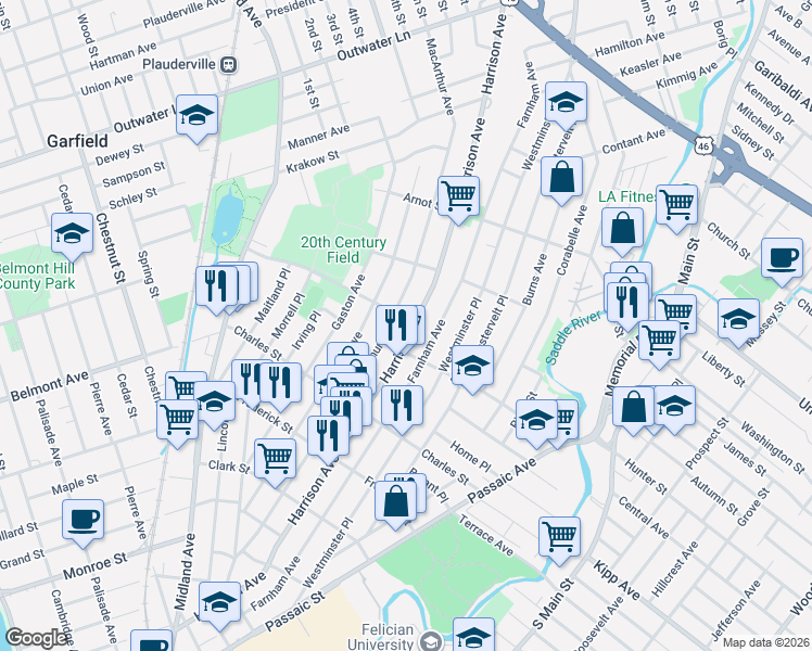 map of restaurants, bars, coffee shops, grocery stores, and more near 306 Harrison Avenue in Lodi