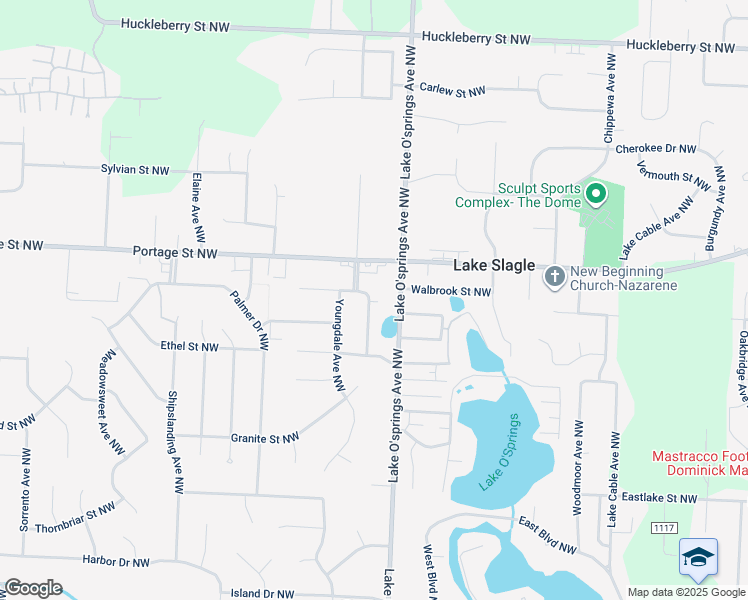 map of restaurants, bars, coffee shops, grocery stores, and more near 6595 Ravenwood Avenue Northwest in Canton