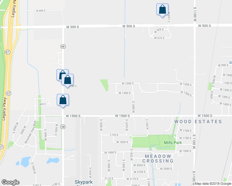 map of restaurants, bars, coffee shops, grocery stores, and more near 1509 West 1300 South in Woods Cross