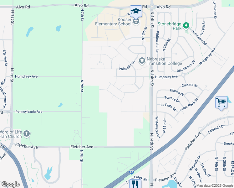 map of restaurants, bars, coffee shops, grocery stores, and more near 1009 Barker Lane in Lincoln