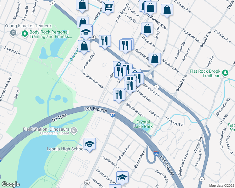 map of restaurants, bars, coffee shops, grocery stores, and more near 48 Sheffield Avenue in Englewood
