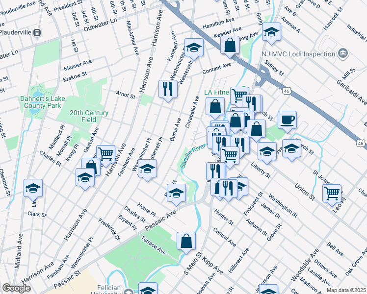 map of restaurants, bars, coffee shops, grocery stores, and more near 68 Corabelle Avenue in Lodi