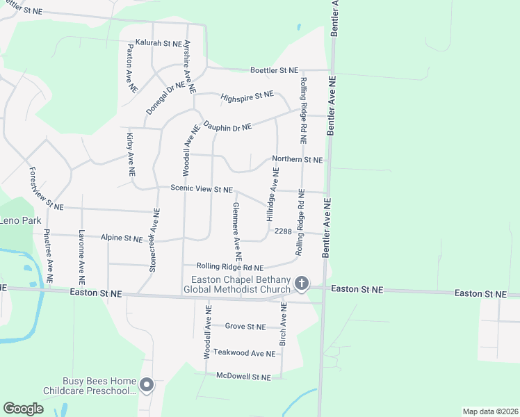 map of restaurants, bars, coffee shops, grocery stores, and more near 3800 Scenic View Street Northeast in Canton
