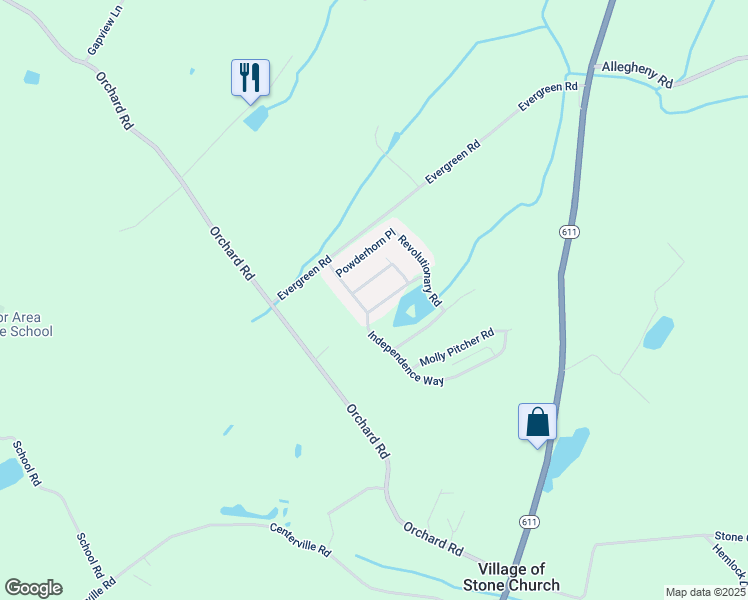 map of restaurants, bars, coffee shops, grocery stores, and more near 5 Flintlock Road in Mount Bethel