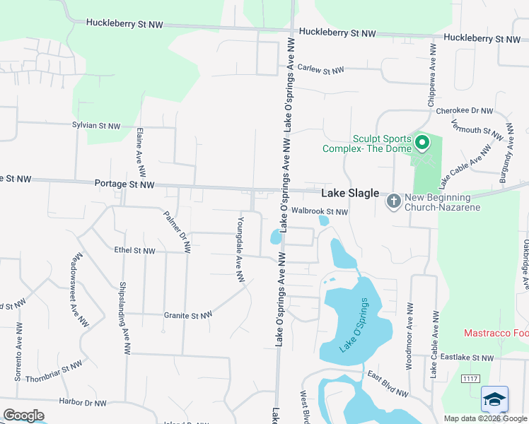map of restaurants, bars, coffee shops, grocery stores, and more near 6595 Ravenwood Avenue Northwest in Canton