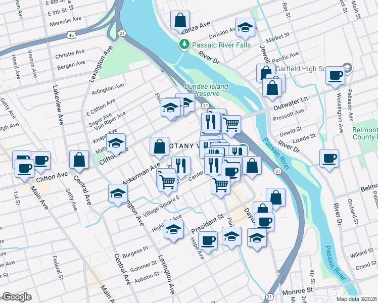 map of restaurants, bars, coffee shops, grocery stores, and more near in 