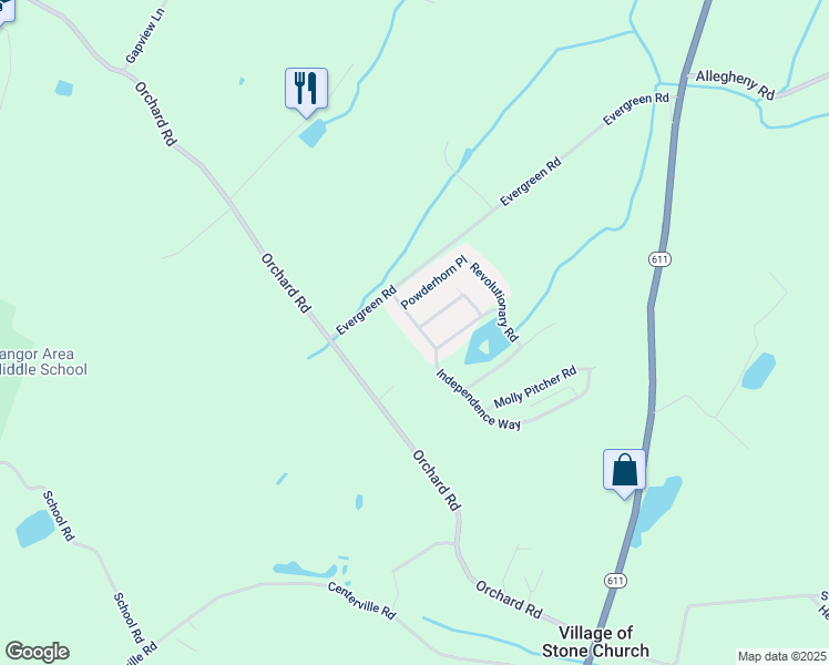 map of restaurants, bars, coffee shops, grocery stores, and more near 16 Independence Way in Mount Bethel