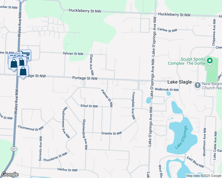map of restaurants, bars, coffee shops, grocery stores, and more near 6674 Casper Avenue Northwest in North Canton
