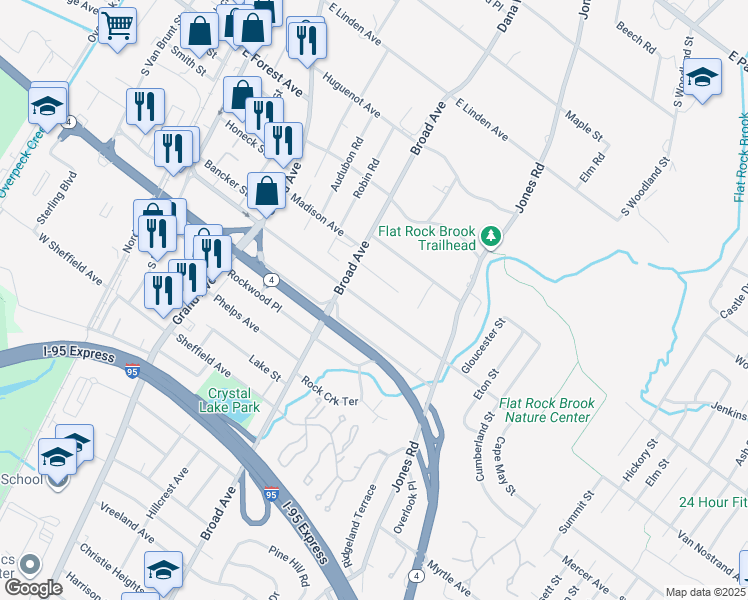 map of restaurants, bars, coffee shops, grocery stores, and more near 210 Allison Court in Englewood