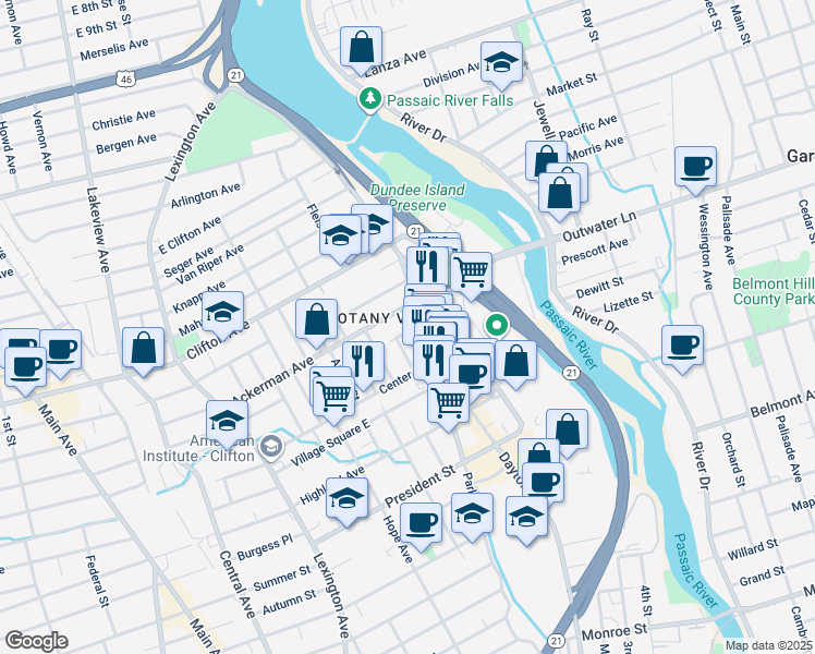 map of restaurants, bars, coffee shops, grocery stores, and more near in 