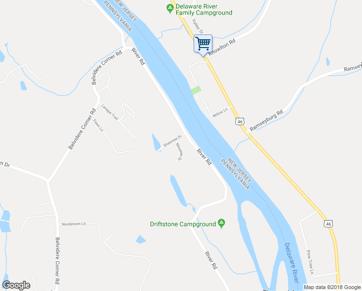 map of restaurants, bars, coffee shops, grocery stores, and more near 18 Meadow Drive in Mount Bethel