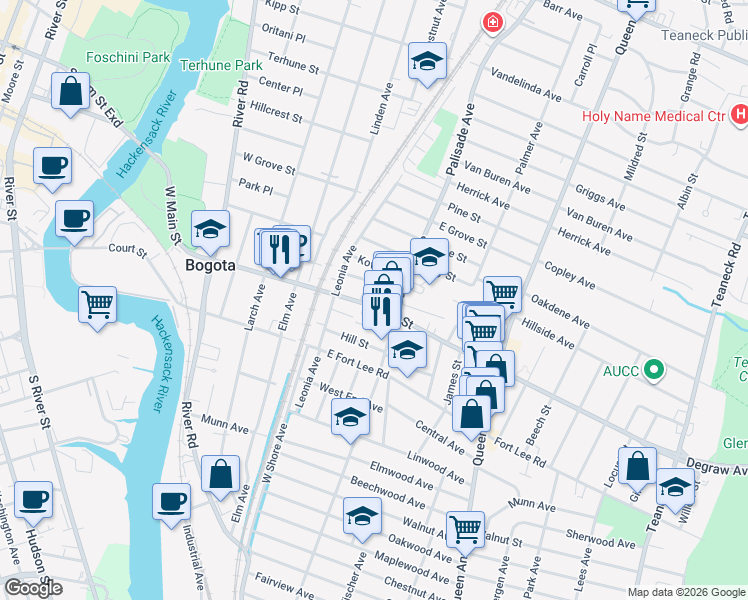 map of restaurants, bars, coffee shops, grocery stores, and more near in Bogota