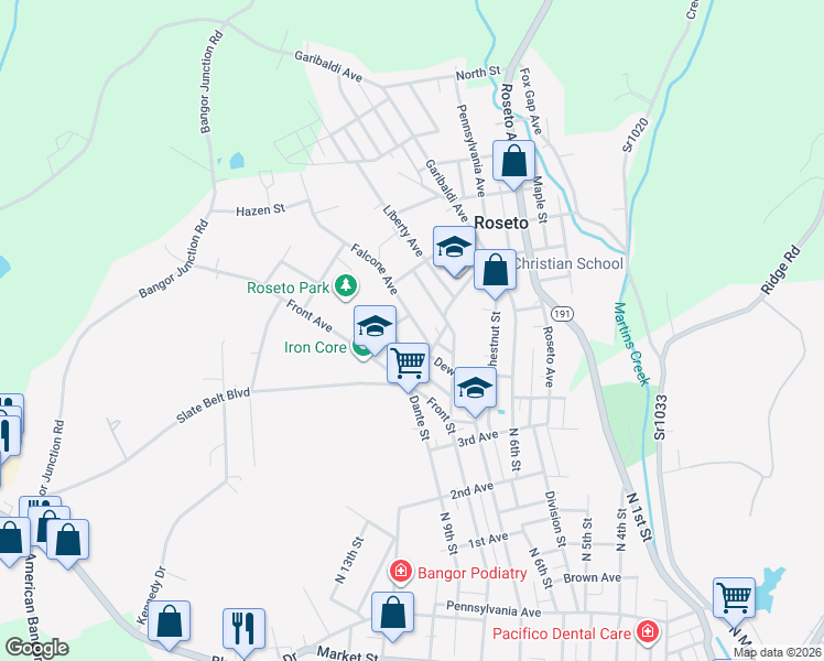 map of restaurants, bars, coffee shops, grocery stores, and more near 306 Lincoln Avenue in Bangor