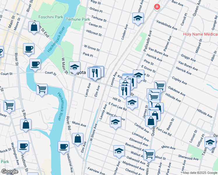 map of restaurants, bars, coffee shops, grocery stores, and more near 324 Leonia Avenue in Bogota