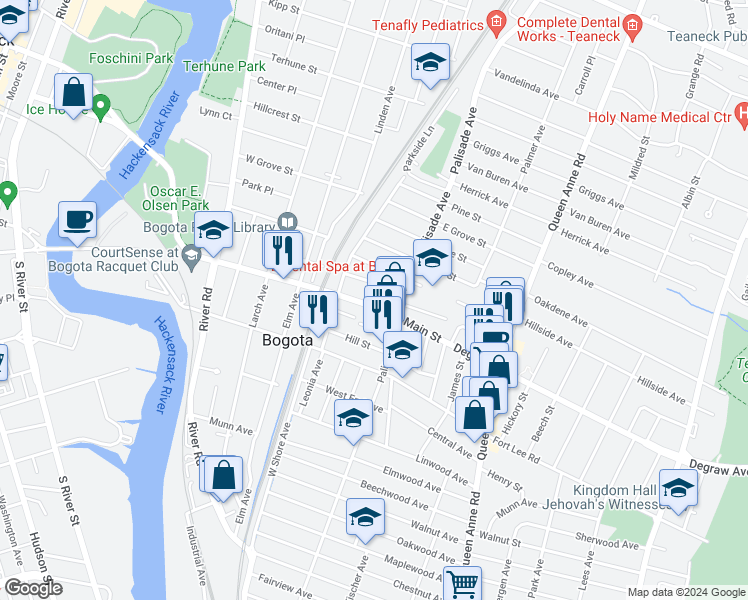 map of restaurants, bars, coffee shops, grocery stores, and more near in Bogota