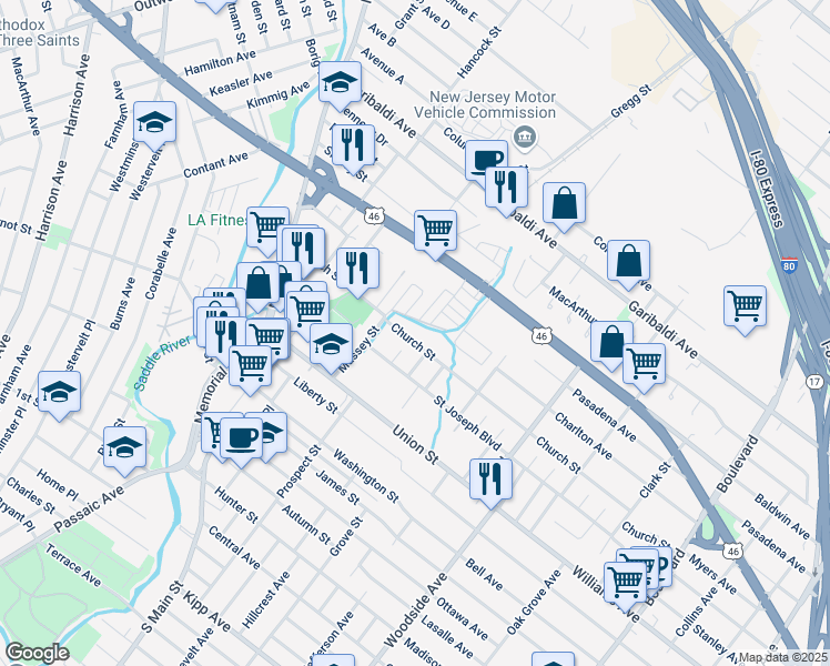 map of restaurants, bars, coffee shops, grocery stores, and more near 115 Elm Street in Lodi