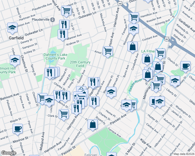 map of restaurants, bars, coffee shops, grocery stores, and more near 324 Macarthur Avenue in Garfield
