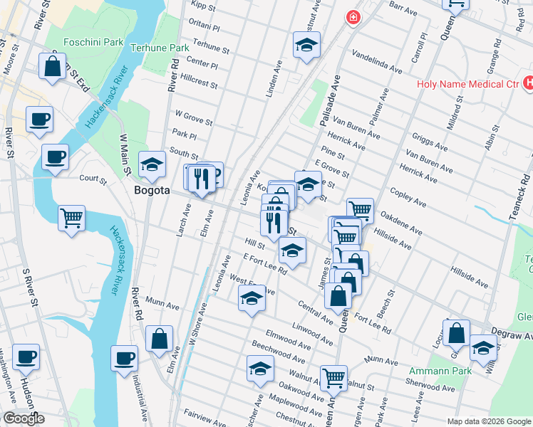 map of restaurants, bars, coffee shops, grocery stores, and more near in Bogota