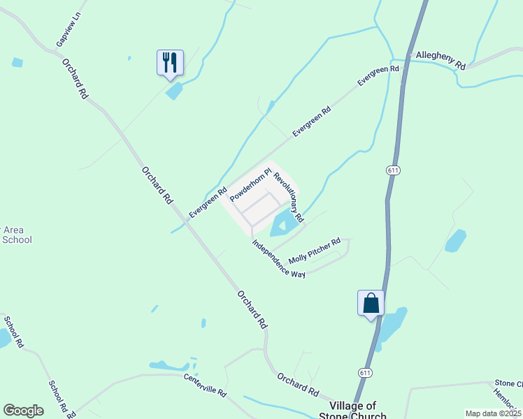 map of restaurants, bars, coffee shops, grocery stores, and more near 18 Musket Way in Mount Bethel