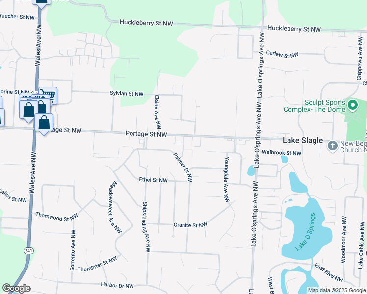 map of restaurants, bars, coffee shops, grocery stores, and more near 6674 Casper Avenue Northwest in North Canton