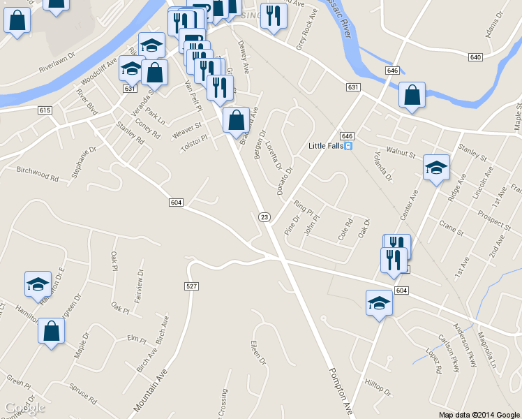 map of restaurants, bars, coffee shops, grocery stores, and more near 1359 Pompton Avenue in Cedar Grove