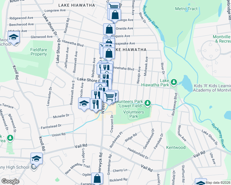 map of restaurants, bars, coffee shops, grocery stores, and more near 22 Dacotah Avenue in Parsippany-Troy Hills