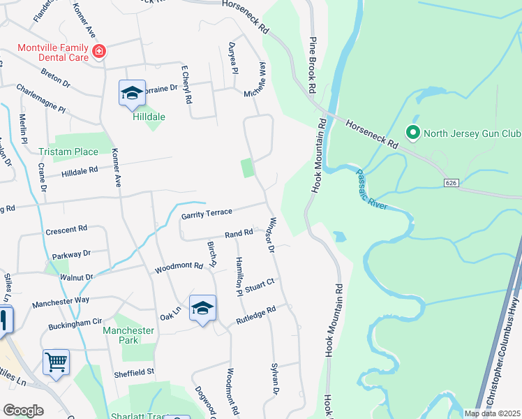 map of restaurants, bars, coffee shops, grocery stores, and more near 1 Garrity Terrace in Montville