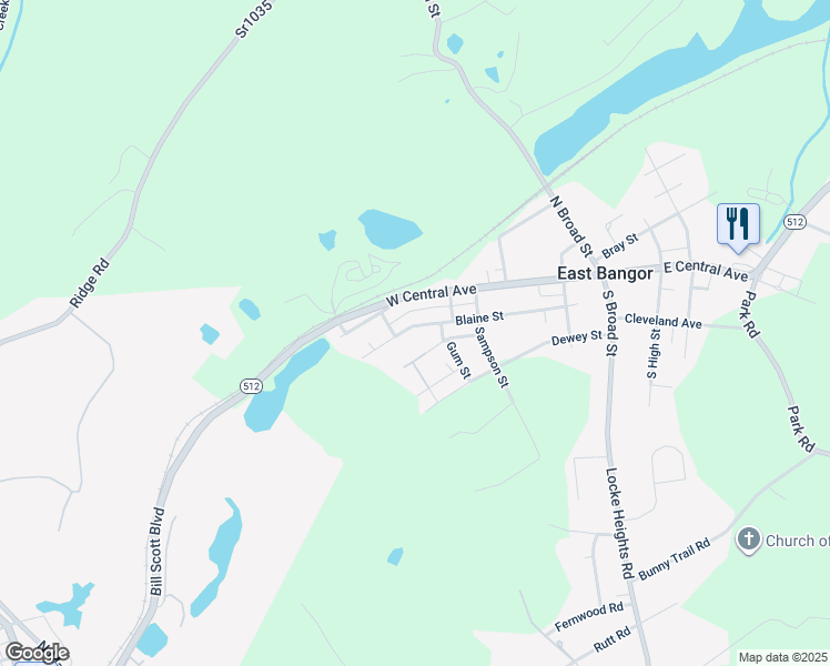 map of restaurants, bars, coffee shops, grocery stores, and more near 447 Blaine Street in East Bangor