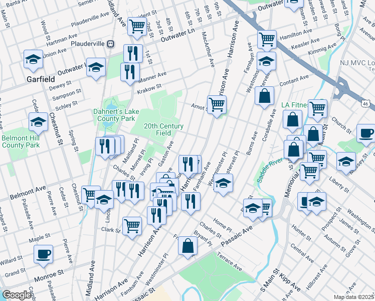 map of restaurants, bars, coffee shops, grocery stores, and more near 324 Macarthur Avenue in Garfield
