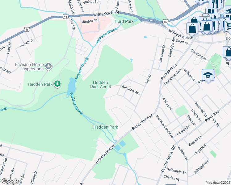 map of restaurants, bars, coffee shops, grocery stores, and more near 1 Rockridge Terrace in Dover