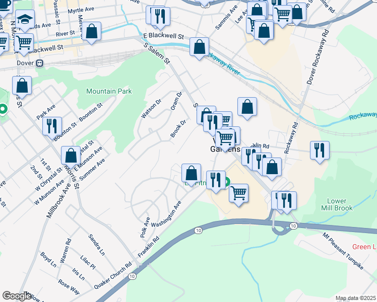 map of restaurants, bars, coffee shops, grocery stores, and more near 702 Wendover Court in Randolph