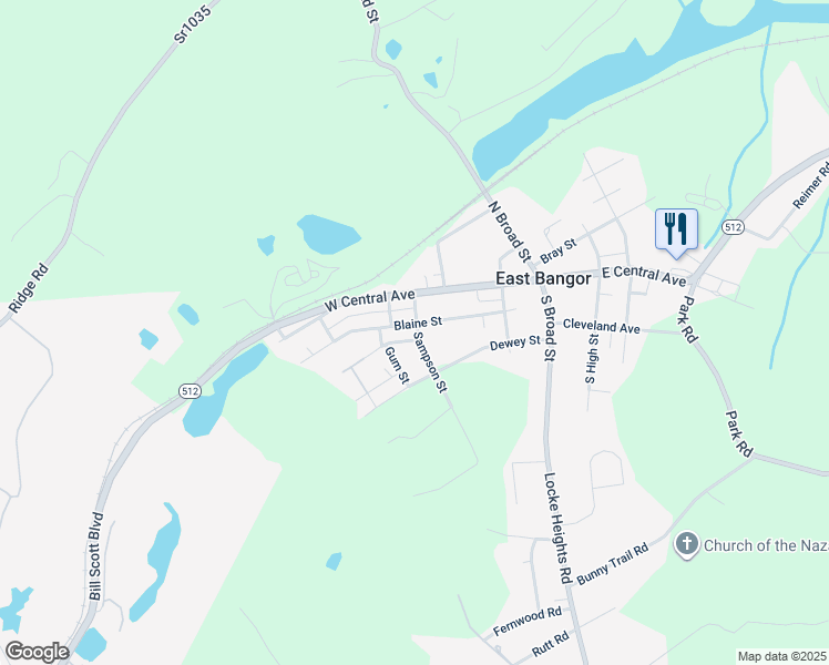 map of restaurants, bars, coffee shops, grocery stores, and more near 315 Blaine Street in Bangor