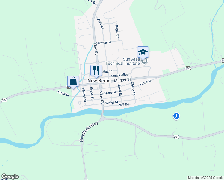 map of restaurants, bars, coffee shops, grocery stores, and more near 519 Front Street in New Berlin