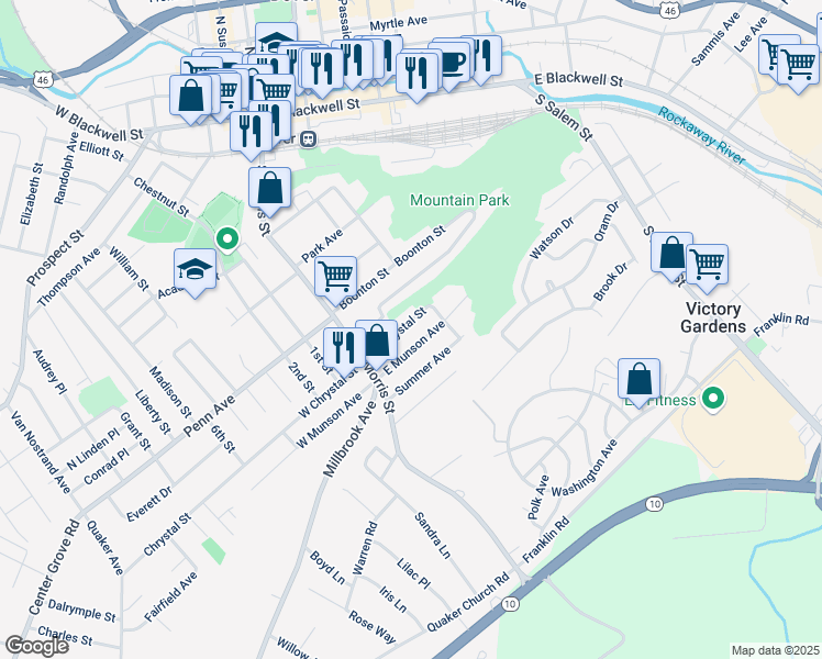map of restaurants, bars, coffee shops, grocery stores, and more near 10 E Chrystal St in Dover