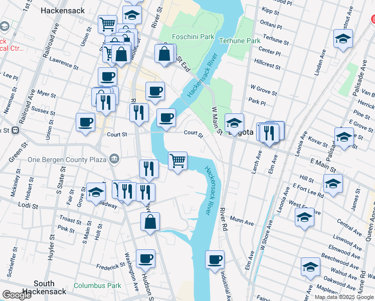 map of restaurants, bars, coffee shops, grocery stores, and more near 172-276 West Fort Lee Road in Bogota