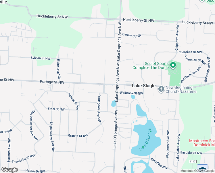 map of restaurants, bars, coffee shops, grocery stores, and more near 6056 Portage St NW in North Canton