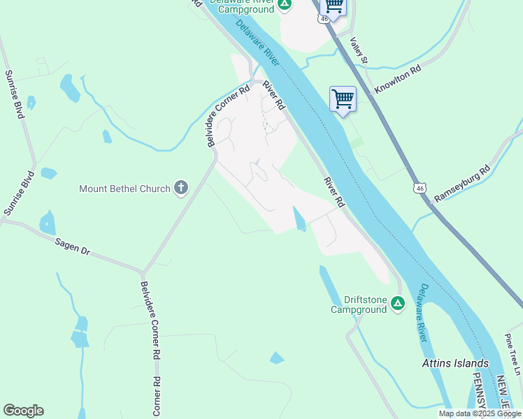 map of restaurants, bars, coffee shops, grocery stores, and more near 127 Lenape Trail in Mount Bethel